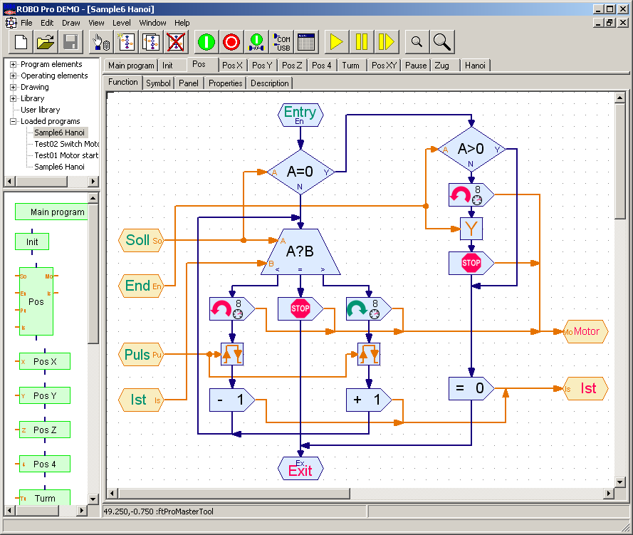 Robopro application using SVG objecten which are connected